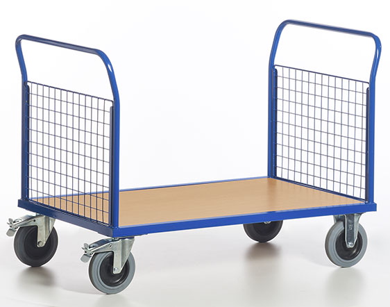 Chariot plateforme avec deux dossiers grillagés