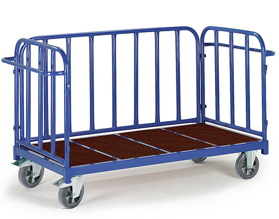 Chariot plateforme charges lourdes 2 dossiers 1 ridelle