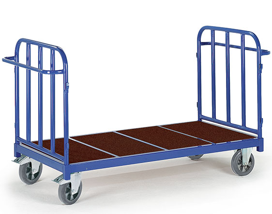 Chariot plateforme charges lourdes 2 dossiers tubulaires